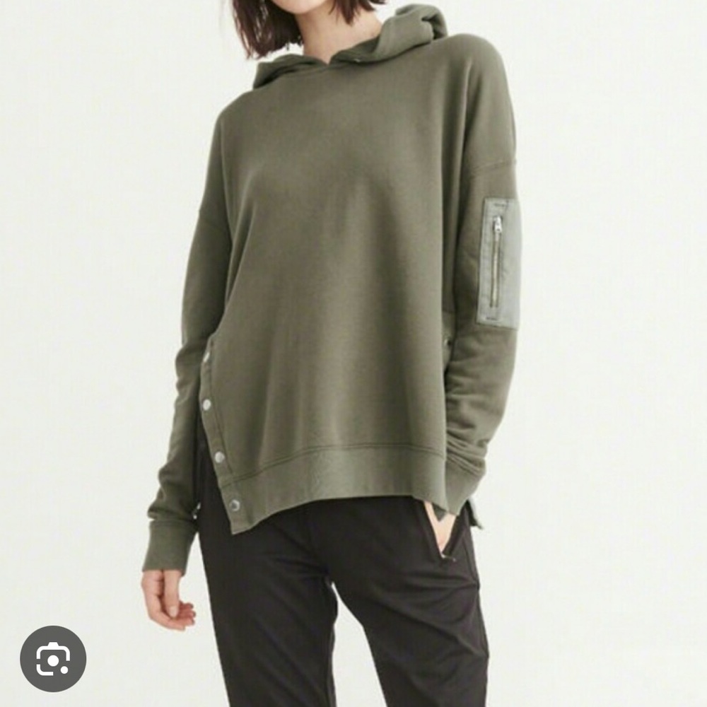 Abercrombie & Fitch Olive Green Side Button Hoodie